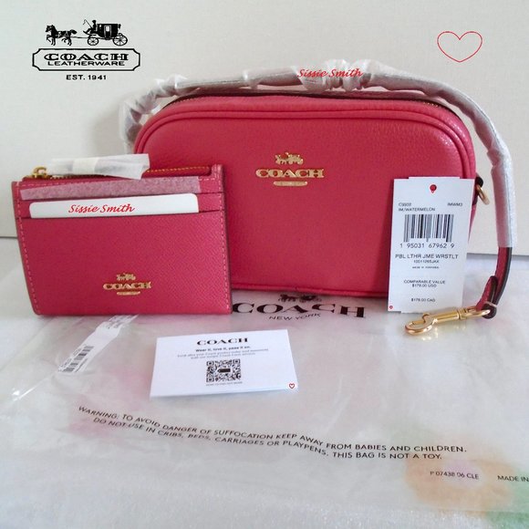 Coach Handbags - Coach Jamie Wristlet & Mini Skinny in Watermelon